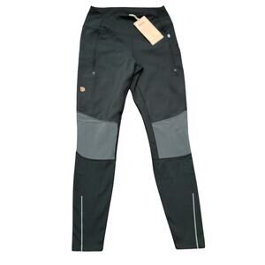 NWT Fjallraven Abisko Varm Trekking Tights Black Iron Grey Size Medium